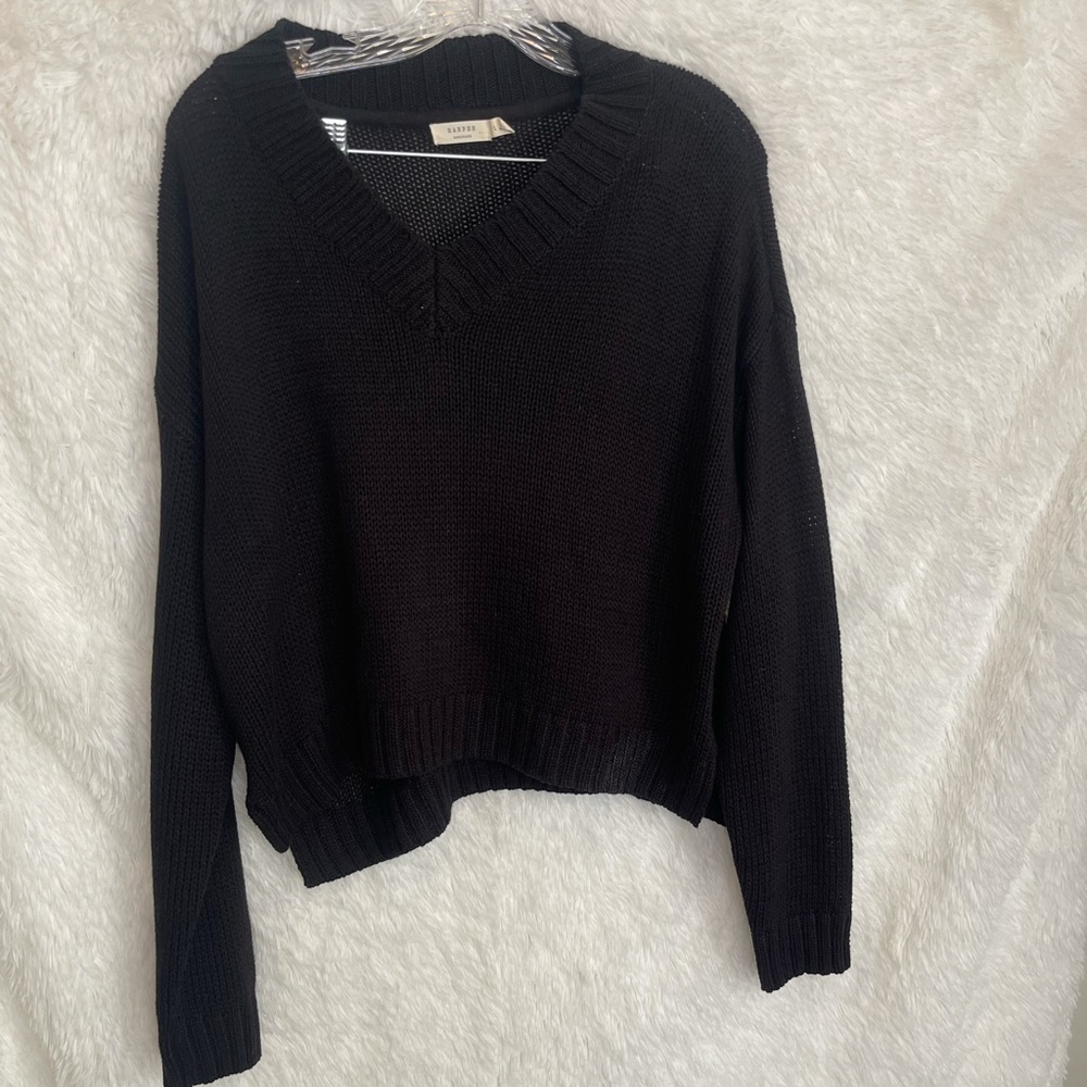 V neck black sweater
